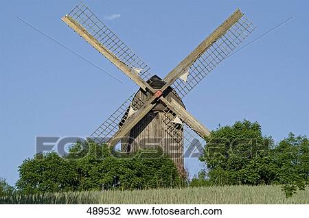 Low angle view of traditional windmill, Mecklenburg-Vorpommern, Germany View Large Photo Image Stock Image - Low angle view of traditional windmill, Mecklenburg-Vorpommern, Germany . Fotosearch