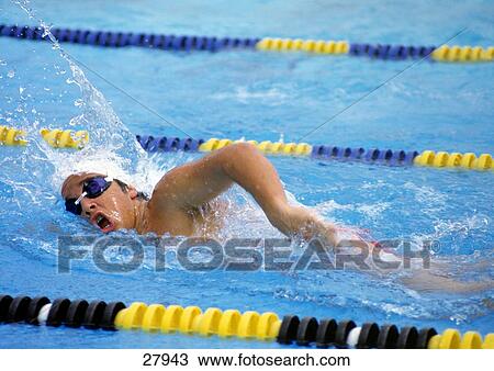 Man swimming in a pool View Large Photo Image Stock Image - Man swimming in a pool . Fotosearch
