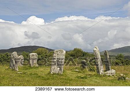 Megalith in field, Derringgart West Stone Circle, Beara Peninsula, Cork County, Munster, Ireland View Large Photo Image Stock Photo - Megalith in field, Derringgart West Stone Circle, Beara Peninsula, Cork County, Munster, Ireland . Fotosearch