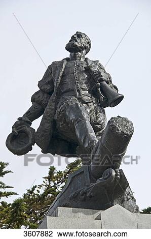 Stock Image - Memorial to Ferdinand Magellan on the Plaza de Armas, Puntas Arenas, Chile . Fotosearch