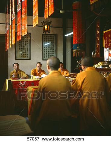 Monks praying in temple, Jadebuddha temple, Shanghai, China View Large Photo Image Stock Photo - Monks praying in temple, Jadebuddha temple, Shanghai, China . Fotosearch