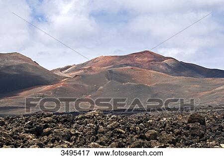 Stock Photo - National Park Timanfaya, Lanzarote, Canary Islands, Spain, Europe . Fotosearch