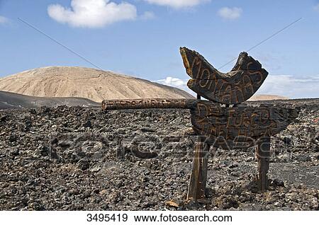 Stock Photo - National Park Timanfaya, Lanzarote, Canary Islands, Spain, Europe . Fotosearch