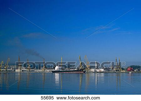 Stock Photography - Oil refinery at waterfront, Aviles, Asturias, Spain . Fotosearch