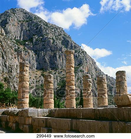 Old ruins of roman temple, Apollo Temple, Delphi, Greece View Large Photo Image Stock Photo - Old ruins of roman temple, Apollo Temple, Delphi, Greece . Fotosearch