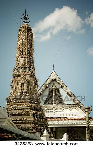 Pagoda in Bangkok, Thailand, low angle view View Large Photo Image Stock Image - Pagoda in Bangkok, Thailand, low angle view . Fotosearch