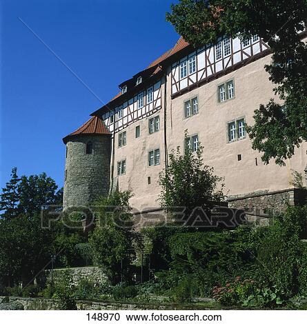 Palace against blue sky, Thuringia, Germany View Large Photo Image Stock Image - Palace against blue sky, Thuringia, Germany . Fotosearch