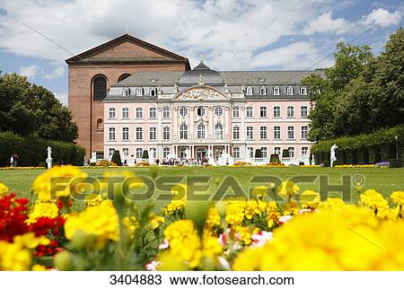 Palace garden and palace of Trier, Germany View Large Photo Image Stock Image - Palace garden and palace of Trier, Germany . Fotosearch