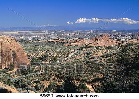 Panoramic view of landscape, Arches National Park, Utah, USA View Large Photo Image Stock Photo - Panoramic view of landscape, Arches National Park, Utah, USA . Fotosearch