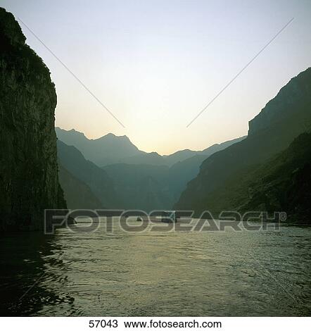 Passenger boat in a river water, Yangtze, China View Large Photo Image Stock Image - Passenger boat in a river water, Yangtze, China . Fotosearch