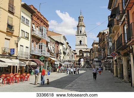 Stock Photo - Pedestrian area with a view of the Torre de Reloj, Toro, Spain . Fotosearch