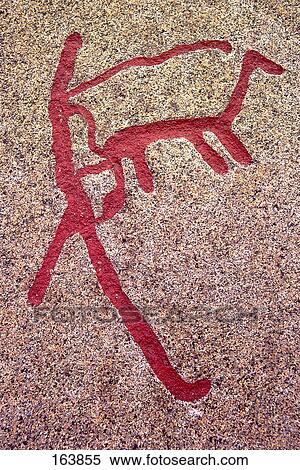 Stock Photography - Petroglyphs on rock face, Sweden . Fotosearch