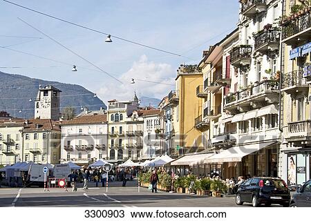 Piazza Grande, Locarno, Ticino, Switzerland View Large Photo Image Stock Image - Piazza Grande, Locarno, Ticino, Switzerland . Fotosearch