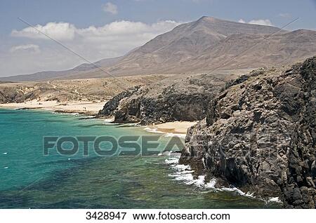 Stock Photo - Playas de Papagayo, Lanzarote, Spain, elevated view . Fotosearch