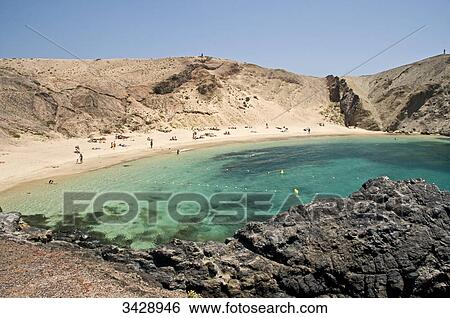 Playas de Papagayo, Lanzarote, Spain, elevated view View Large Photo Image Stock Photograph - Playas de Papagayo, Lanzarote, Spain, elevated view . Fotosearch