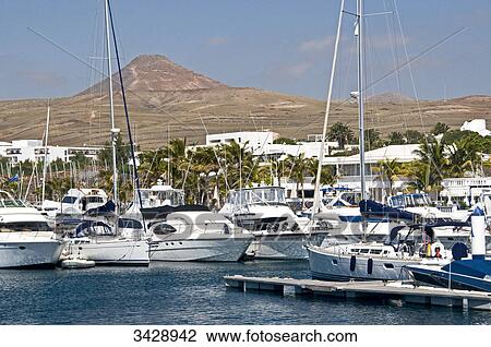 Stock Image - Puerto Calero marina, Lanzarote, Spain . Fotosearch