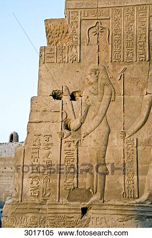 Stock Photography - Relief on a wall of the temple of Kom Ombo, Egypt, close-up . Fotosearch