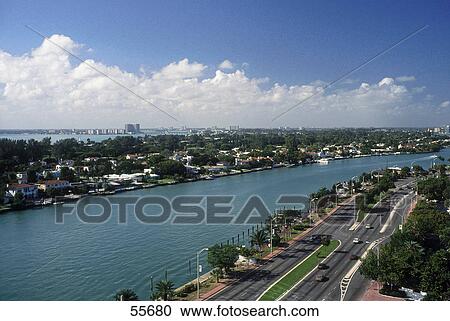 Road along waterway, Intracoastal Waterway, Miami Beach, Florida, USA View Large Photo Image Stock Image - Road along waterway, Intracoastal Waterway, Miami Beach, Florida, USA . Fotosearch