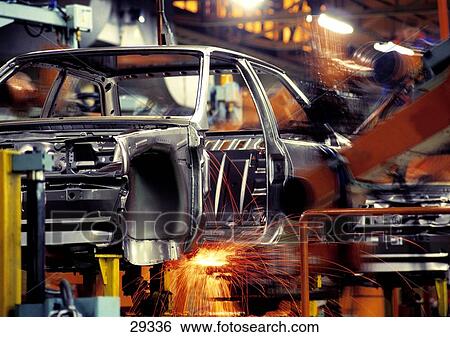 Robotics welding car in car assembly line, Valencia, Spain View Large Photo Image Stock Photograph - Robotics welding car in car assembly line, Valencia, Spain . Fotosearch