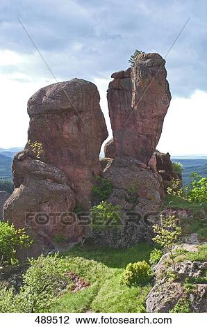 Stock Image - Rock formations on hill, Belogradchik, Vidin, Romania . Fotosearch