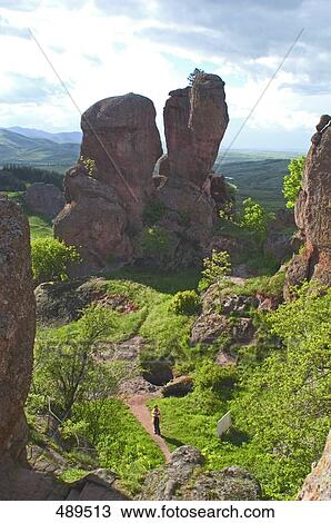 Rock formations on hill, Belogradchik, Vidin, Romania View Large Photo Image Stock Image - Rock formations on hill, Belogradchik, Vidin, Romania . Fotosearch