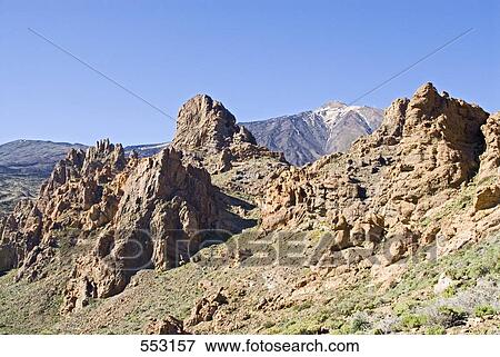 Stock Photo - Rock formations on volcanic landscape, Pico De Teide, El Teide National Park, Tenerife, Canary Islands, Spain . Fotosearch