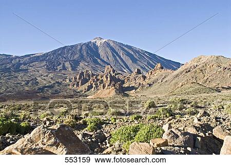 Stock Photo - Rock formations on volcanic landscape, Caldera De Las Canada, Pico De Teide, El Teide National Park, Tenerife, Canary Islands, Spain . Fotosearch
