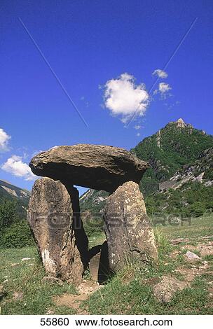 Stock Image - Rocks on hill, Biescas, Huesca, Aragon, Spain . Fotosearch