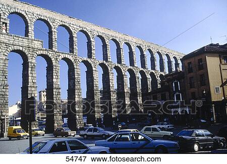 Roman Aqueduct in city, Segovia, Spain View Large Photo Image Stock Photo - Roman Aqueduct in city, Segovia, Spain . Fotosearch