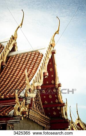 Stock Photography - Roof of a temple, Bangkok, Thailand, low angle view . Fotosearch