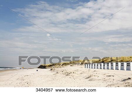 Row of beach houses on the beach of Texel, Netherlands View Large Photo Image Stock Photo - Row of beach houses on the beach of Texel, Netherlands . Fotosearch