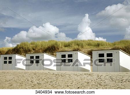Row of beach houses, Texel, Netherlands, low angle view View Large Photo Image Picture - Row of beach houses, Texel, Netherlands, low angle view . Fotosearch
