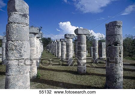 Ruins of columns at archaeological site, Thousand Columns, Chichen Itza, Yucatan, Mexico View Large Photo Image Stock Image - Ruins of columns at archaeological site, Thousand Columns, Chichen Itza, Yucatan, Mexico . Fotosearch