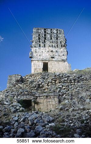 Stock Image - Ruins of temple, El Mirador, Labna, Yucatan, Mexico . Fotosearch