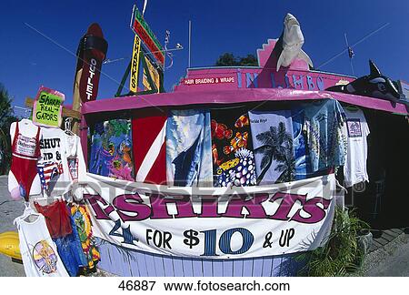 Stock Photo - Sale banner at souvenir stand, Islamorada, Key West, Florida, USA . Fotosearch