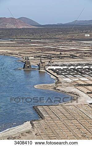 Stock Image - Salinas de Janubio, Lanzarote, Spain, elevated view . Fotosearch