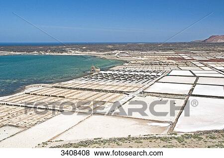 Stock Photo - Salinas de Janubio, Lanzarote, Spain, elevated view . Fotosearch