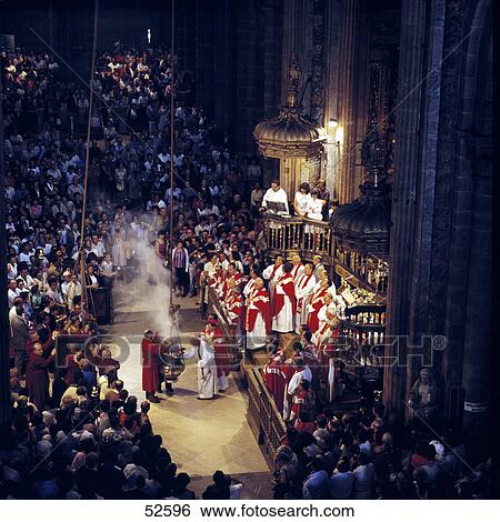 Solemn ceremony in cathedral, Cathedral of Santiago de Compostela, La Coruna, Galicia, Spain View Large Photo Image Stock Photograph - Solemn ceremony in cathedral, Cathedral of Santiago de Compostela, La Coruna, Galicia, Spain . Fotosearch