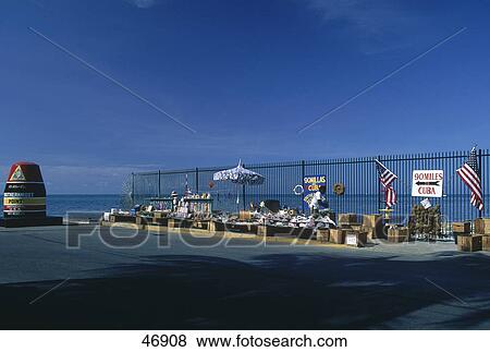 Stock Photo - Souvenir stand near marking of Southernmost Point United States, Key West, Florida, USA . Fotosearch