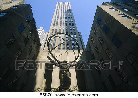 Statue of Atlas in front of skyscraper, Rockefeller Center, Manhattan, New York City, New York State, USA View Large Photo Image Stock Image - Statue of Atlas in front of skyscraper, Rockefeller Center, Manhattan, New York City, New York State, USA . Fotosearch