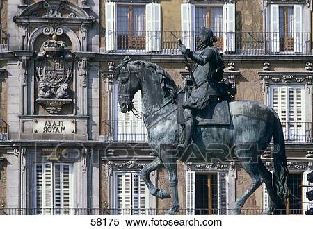 Statue of King Philip III, Plaza Mayor, Madrid, Spain View Large Photo Image Stock Photography - Statue of King Philip III, Plaza Mayor, Madrid, Spain . Fotosearch