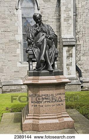 Picture - Statue of Sir Benjamin Lee Guiness on pedestal, Dublin, Leinster, Ireland . Fotosearch