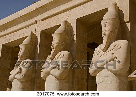 Statues at the pillars of the Temple of Hatshepsut, Luxor, Egypt View Large Photo Image Stock Photography - Statues at the pillars of the Temple of Hatshepsut, Luxor, Egypt . Fotosearch