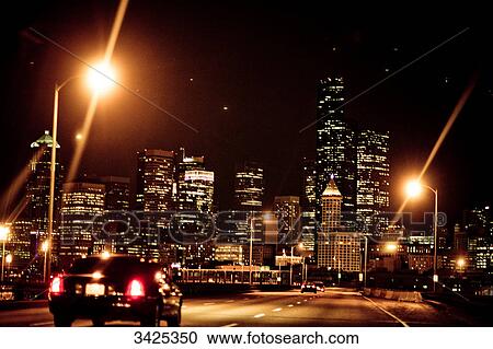 Stock Image - Street and Skyline of Seattle, USA . Fotosearch