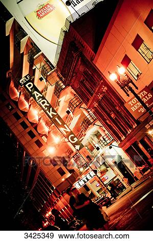Street in San Francisco at night, USA, slanted View Large Photo Image Stock Photo - Street in San Francisco at night, USA, slanted . Fotosearch