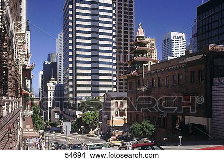 Picture - Street scene in city, Mason street, San Francisco, California, USA . Fotosearch