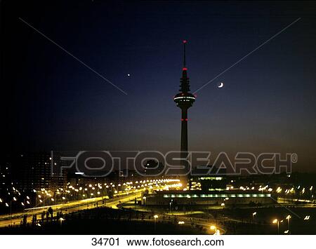 Television tower lit up at night, Madrid, Spain View Large Photo Image Stock Image - Television tower lit up at night, Madrid, Spain . Fotosearch