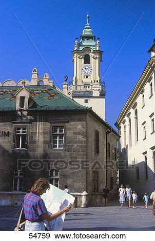 Tourists at city hall, Old Town Hall, Bratislava, Slovakia View Large Photo Image Stock Photo - Tourists at city hall, Old Town Hall, Bratislava, Slovakia . Fotosearch