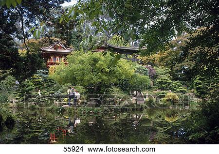 Picture - Tourists at Japanese garden, San Francisco, California, USA . Fotosearch