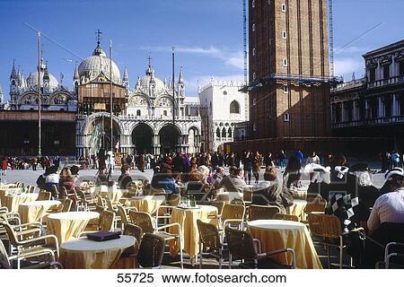 Tourists at sidewalk cafe, Piazza San Marco, Venice, Italy View Large Photo Image Stock Photography - Tourists at sidewalk cafe, Piazza San Marco, Venice, Italy . Fotosearch